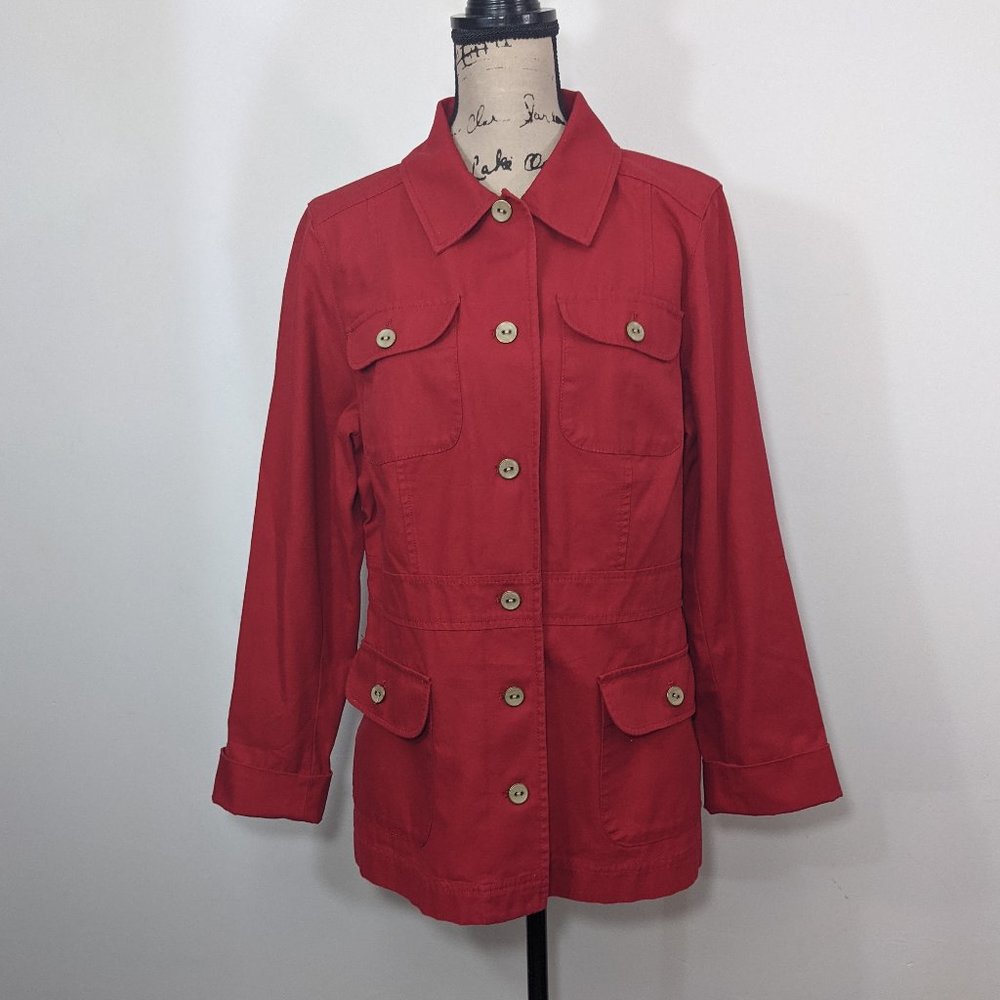 PENDLETON Women's Red Arlington Cotton Denim Jacket Button Collar Large